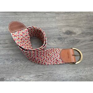 Fossil Women's Braided Leather Boho Belt Multi Color Woven Boho Size‎ Medium